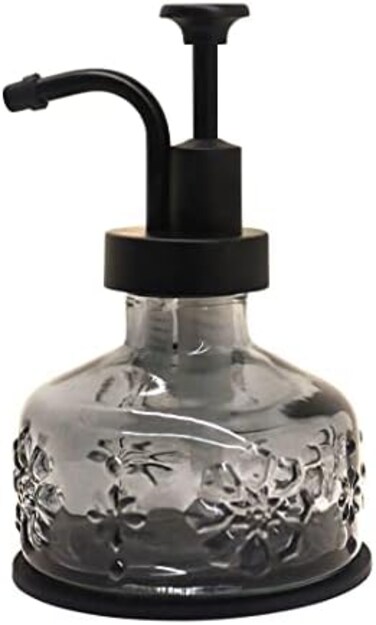 OCTMUSTARD Glass Soap Dispenser for Kitchen and Bathroom Countertop, Smooth Action Pump Refillable Wash Hand Liquid, Dish Detergent, Farmhouse Style with Cylindrical Shape Shampoo Lotion Pump