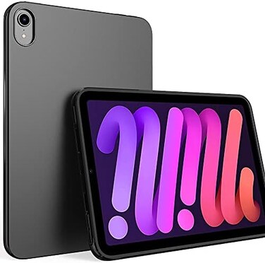 جراب Puxicu لجهاز iPad mini 6 إصدار 2021، تصميم نحيف، غطاء حماية من السيليكون الناعم غير اللامع المصنوع من مادة TPU المطاطية، مناسب لجهاز Apple iPad Mini من الجيل السادس - أسود