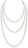 Long Pearl Necklaces for Women Cream White Faux Pearl Strand Layered Necklace Costume Jewelry