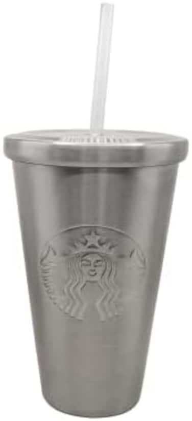 Starbucks Acrylic Cold Cup with LogoRim,16 oz with Straw (Stainless Steel