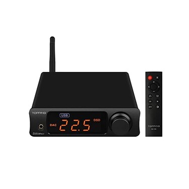 KGUSS Topping DX3proLDAC Headphone Amplifier - ES9038Q2M XU208 NFCA Bluetooth5.0 Audio Decoder USB/Opt/Coax DAC AMP Pre Amplifier with Remote Control (Black