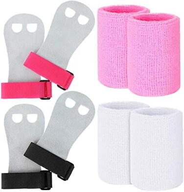 Vinsot 2 Gymnastics Grips Wristbands Sets for Kids Youth, Palm Protection and Wrist Support Sports Accessories for Workout Exercise