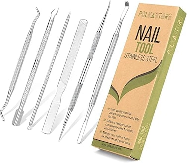 KuanStore 6-Pack Ingrown Toenail File and Lifters, Professional Surgical Stainless Steel Ingrown Toenail Removal Tool Kit, Manicure Treatment Pedicure Tools for Feet Under Nail Cleaner Correction Poli