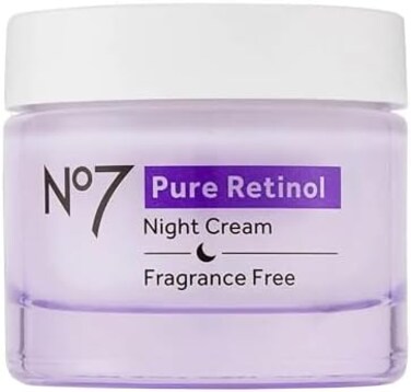 No.7 No7 Pure Retinol Night Cream - Anti Aging Night Cream with Collagen Peptides to Reduce Fine Lines and Wrinkles - Fragrance Free Retinol Cream for All Skin Types (1.69 fl oz