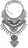 CCBFY Long Tassel Chunky Boho Coin Statement Necklace For Women Silver