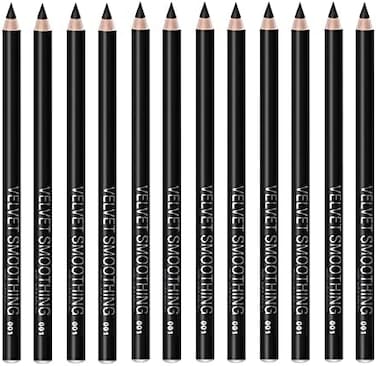 Linble Black Eyeliner Pencil Set - 12 PCs Smudge Proof Matte Waterproof Long Lasting Makeup Eye Liners