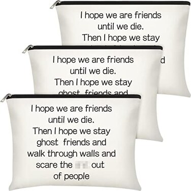 Frienda 3 Pieces Good Gifts Cosmetic Bag for Women, Funny Long Distance ship, Birthday, Moving Away, Christmas Gifts Makeup Bags Travel Cases for Good s Bestie Soul Sister (Trend Style