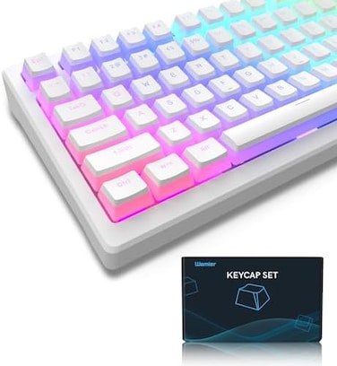 Womier Pudding Keycaps, PBT Keycaps 165 Keys Set Custom Keycap Set, Shine Through Keycaps OEM Profile, Universal Compatiability for 100%, 75%, 65%, 60% Keyboard-White