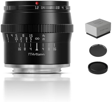 TTArtisan 50mm F1.2 APS-C Manual Focus Lens for Sony E Mount Camera Like A5000 A5100 A6000 A6100 A6300 A6400 A6500 A6600 NEX-3 NEX-3N NEX-3R NEX-5T NEX-5R NEX-5 NEX-5N NEX-7 NEX-5C Black