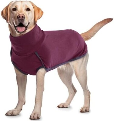 ROZKITCH Dog Winter Coat Soft Pullover Pajamas, Pet Windproof Warm Cold Weather Jacket Vest Cozy Onesie Jumpsuit Apparel Outfit Clothes for Small, Medium, Large Dogs Walking Hiking Travel Sleep Red