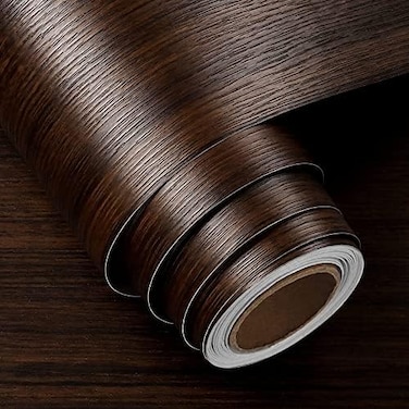 FunStick Brown Walnut Wood Contact Paper for Cabinets Countertops Waterproof Wood Wallpaper Peel and Stick Rustic Wood Grain Contact Paper Self Adhesive Removable Wood Paper for Desk Thick 15.8"x78.8