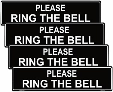 Haobase 4 PCS Please Ring The Bell Sign - Self Adhesive Vinyl Sticker (20cm x 5cm
