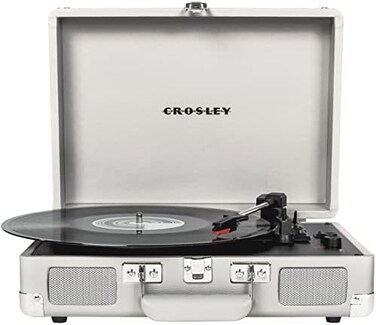 Crosley Cruiser Deluxe Bluetooth 3-Speed Turntable, White Sand