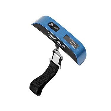 travel inspira Luggage Scale, Portable Digital Hanging Baggage Scale for Travel, Suitcase Weight Scale with Rubber Paint, 110 Pounds, Battery Included - Blue