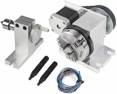 ماكينة تفريز CNC من CNCTOPBAOS، محور دوران، راوتر CNC، طاولة دوارة، محور دوران رابع، ظرف ثلاثي الفك 65 مم، رأس تقسيم بمحرك متدرج 42، ذيل 54 مم، نسبة تخفيض 4:1 لماكينة نقش CNC