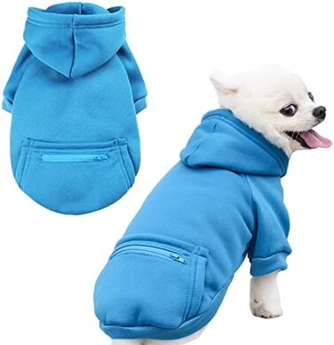 Petcare Dog Hoodie Pet Fleece Sweatshirt Puppy Hoodies Fall Winter Warm Dog Sweaters for Small Dogs Cats Clothes (Blue,Large