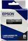 شريط لاصق من البوليستر LABELWORKS Epson 218BCPX PET (أسود على شفاف) - 3/4 بوصة (عرض 18 مم، طول 30 قدمًا)