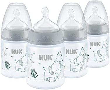NUK Smooth Flow Anti Colic Baby Bottle, 5 oz, 4 Pack, Elephant,4 Count (Pack of 1