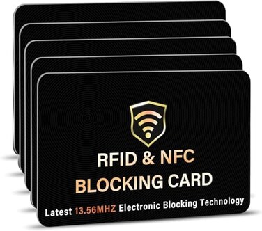 SaiTech IT Unisex-Adult Blocking Cards 5 Pack Premium Contactless Nfc Debit Credit Card Passport Protector Blocker, Design Perfectly Fits In Wallet/Purse(Black