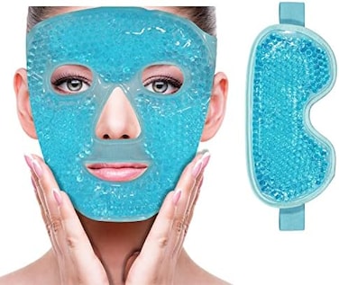 ZN&Ouml;CUET&Ouml;D Cooling Ice Face Eye Mask for Reducing Puffiness, Bags Under Eyes,Sinus,Redness,Pain Relief,Dark Circles, Migraine,Hot/Cold Pack with Soft Plush Backing (Blue(1* Eye Mask1*Face Mask