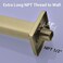 TRUSTMI Square Shower Arm with Flange in Brushed Brass 16 Inch Wall Mounted Rainfall Shower Head Extension Arm, Stainless Steel, Brushed Gold
