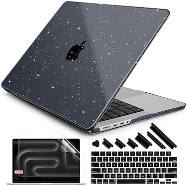 غطاء DONGKE متوافق مع MacBook Pro مقاس 14 بوصة (موديلات 2024، 2023، 2021) من طراز M4 (A3112، A3401، A3185، M3، A2918، A2992، M2، A2779، M1، A2442) Pro Max المزود ببصمة Touch ID، غطاء بلاستيكي صلب مع غ