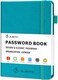 JUBTIC Hardcover Password Book and Organizer with Alphabetical Tabs (Medium, Turquoise