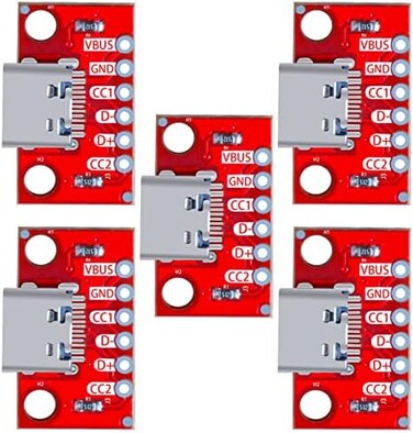 LGDehome USB Type-C Breakout Board Serial Basic Breakout Female Connector Type PCB Converter Board (5 PCS