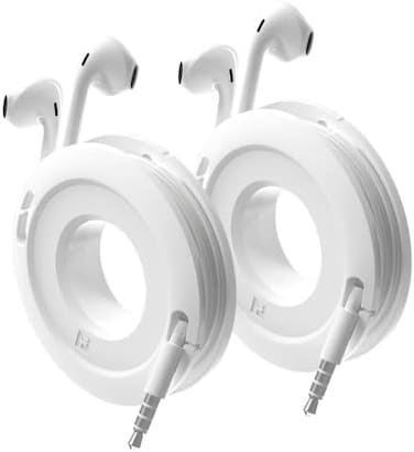 Fuse Side Winder Mini and Max Headphone, Earbud and Charging Cable Winder and Organizer Perfect for Wrapping Earbuds and Cords for Travel and Organization 2-Pack (White, Mini (2-Pack