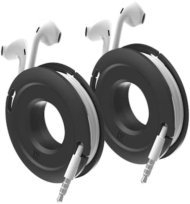 Fuse Side Winder Mini and Max Headphone, Earbud and Charging Cable Winder and Organizer Perfect for Wrapping Earbuds and Cords for Travel and Organization 2-Pack (Black, Mini