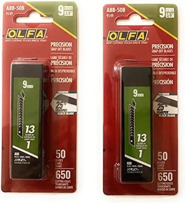 OLFA 9149 ABB-50B 9mm UltraSharp Black Snap-Off Blade, 50-Pack (2Pack