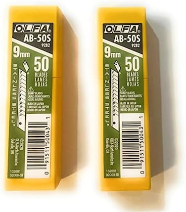Olfa O L F A 9282 AB-50S 9mm Stainless Steel Snap-Off Blade, 50-Pack (2PACK