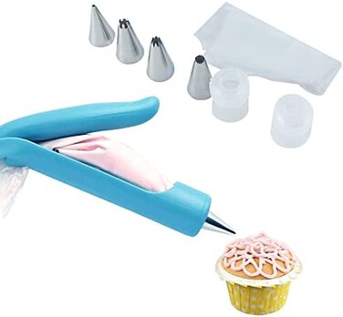 YAFIYGI Cake Decorating Pen Tool Kit Icing Piping Tool Kit With 4 Different-Shaped Nibs 4 Nozzles Decorative Bag 2 CouplerDIY Cake Deco Tools Kit Pastry Icing Pen Piping Kit Bag