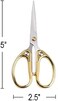 Aemoe 5" All Stainless Steel Office Scissors,Ultra Sharp Blade Shears,Sturdy Sharp Scissors for Office Home School Sewing Fabric Craft Supplies Multipurpose Scissors Gold