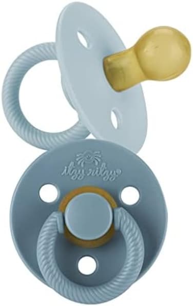 Itzy Ritzy Natural Rubber Pacifiers, Set of 2 &ndash; Natural Rubber Newborn Pacifiers with Cherry-ShapedLarge Air Holes for Added Safety; Set of 2 in HarborCoast, Ages 0 &ndash; 6 Months
