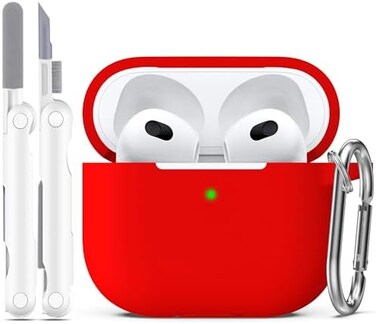 R-fun Airpods 3rd Generation Case with Automatic Secure Lock Clip, Hard Shell Full-Body Protective Airpods 3 Case 2021 for Women Men,Compatible with Apple Airpods 3rd Generation 2021,White