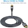 كابل Twozoh 4K Micro HDMI إلى HDMI بطول 30 سم، كابل قصير عالي السرعة من HDMI كامل إلى Micro HDMI مضفر يدعم تقنية 3D بدقة 4K/60Hz و1080p