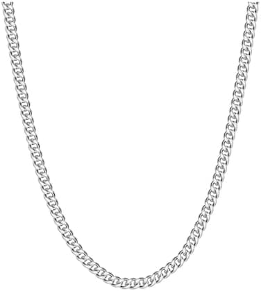 Reoxvo Silver/Black/Cuban Link Chain for Men Stainless Steel Chain Necklaces for Men Women Neck Chains for Pendants Mens Accessories Jewelry 18/20/22/24/30 Inch
