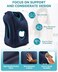 JefDiee Inflatable Travel Pillow, Airplane Neck Pillow Comfortably Supports Head and Chin for Airplanes, Trains, Cars and Office Napping with 3D Eye Mask, Earplugs and Portable Drawstring Bag (Blue