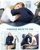 JefDiee Inflatable Travel Pillow, Airplane Neck Pillow Comfortably Supports Head and Chin for Airplanes, Trains, Cars and Office Napping with 3D Eye Mask, Earplugs and Portable Drawstring Bag (Blue