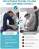 JefDiee Inflatable Travel Pillow, Airplane Neck Pillow Comfortably Supports Head and Chin for Airplanes, Trains, Cars and Office Napping with 3D Eye Mask, Earplugs and Portable Drawstring Bag (Blue