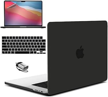 جراب IBENZER لجهاز MacBook Pro مقاس 14 بوصة (موديلات 2025، 2024، M4، M3، M2، M1، A3112، A3185، A3401، A2918، A2992، A2779، A2442، Pro/Max)، جراب صلب، غطاء لوحة مفاتيح، غشاء حماية للشاشة، منفذ Type-C (