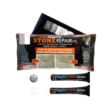MagicEzy Stone RepairEzy (Light Gray/White: Granite, Marble, Quartz, Travertine Stone Repair KitCountertops, TilesGap Filler, Crack Touch Up Repair Putty - Expert Repairs