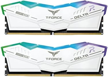 TEAMGROUP T-Force Delta RGB DDR5 Ram 32GB (2x16GB6000MHz PC5-48000 CL38 Intel XMP 3.0AMD Expo Compatible Desktop Memory Module Ram White FF4D532G6000HC38ADC01
