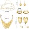 Inbagi Belly Dance Jewelry Set Women Belly Dance Gold Sequins Head Chain Coins Necklace Earrings Bracelets Bohemian Tassel Anklet Chain Hand Ring Bracelet Belly Dance Anklet Coin Veil Necklace