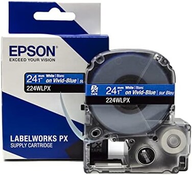 LABELWORKS Epson 224WLPX PET (PolyesterTape Cartridge - White on Blue Label Maker Tape - 1" (24MMWide, 30'