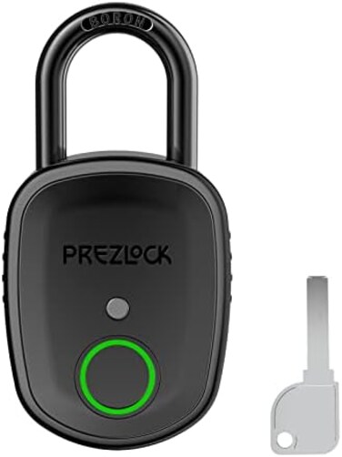 prezlock Fingerprint Padlock with Key Backup, 2keys, , Smart Padlock with Keyless Biometric, Suitable for Outdoor and Heavy Duty, IP65 Waterproof.