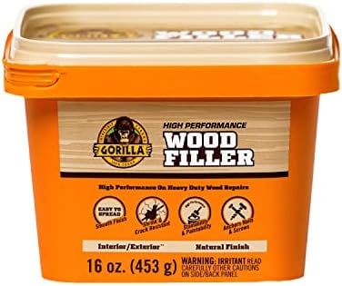 Gorilla All Purpose Wood Filler, 16 Ounce Tub, Natural (Pack of 1