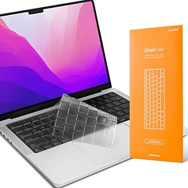 UPPERCASE GhostCover Original Premium Ultra Thin Keyboard Cover Protector, Compatible with 2025 2024 2023 2022 2021 M4/M3/M2/M1 Pro/Max MacBook Pro 14/16, M4/M3/M2 MacBook Air 13/15, US ANSI Layout, C
