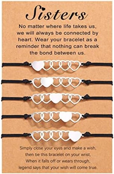 UNGENT THEM 2/3/4/5 Pcs Matching Heart Distance Bracelets Friendship Gift for Sisters Best Friends Cousins Bestie Girls Women